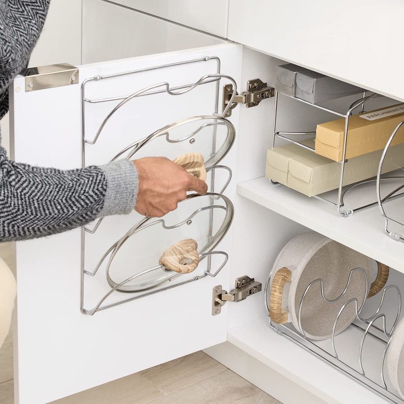 iDesign Classico Kitchen Cabinet Storage Rack for Pot, Pan Lids,