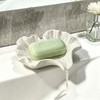 Ceramic Ginkgo Soap Dish, Self-Draining Tray White