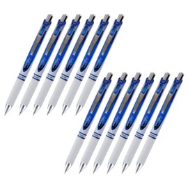 Pentel EnerGel Deluxe RTX Pearl Retractable Rollerball Gel Pen, 0.5mm, Fine Point, Blue Bundle of 12 (BLN75PWC)