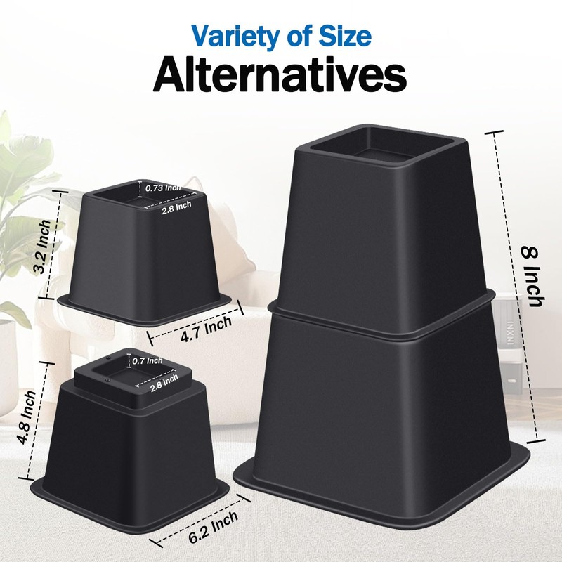 ANNKUT Bed Risers 8 inch Heavy Duty,Elevation in Heights 3,