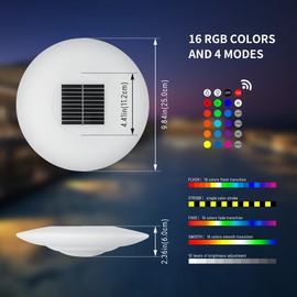 NORTTA 3 Pack Solar LED Floating Pool Lights 16 Colors 4 Modes Dusk to Dawn