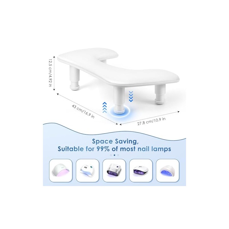 Manicure Arm Rest for Nails Tech: U-shaped Adjustable Nail Armrest