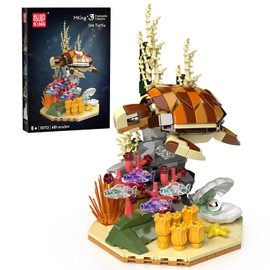 Mould King 10172 Clamping Building Blocks Animals Turtle Building Blocks Model with Base Animal Building Toy Sea Animals Set MOC Gifts for 8+ Children and Adults (410 Pieces)