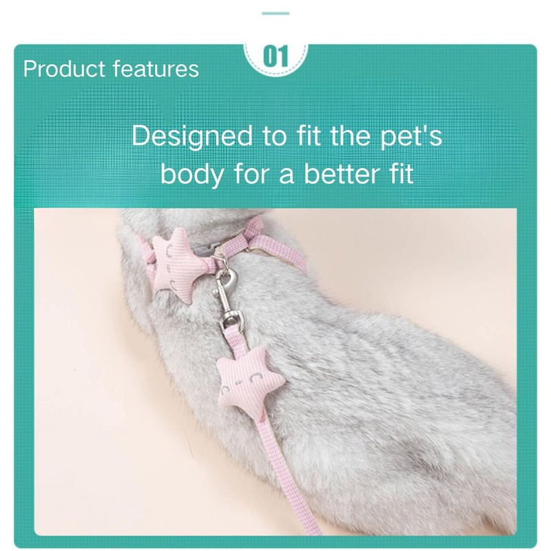 Adjustable Rabbit Harness Leash Bunny Harness for Pet Walk Running