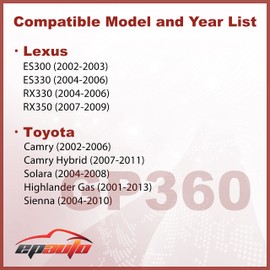 EPAuto GP360 (CA9360) Engine Air Filter Replacement for Toyota Camry (2002-2006), Highlander (2001-2013), Sienna, Solara, Lexus RX330/ES330 (2004-2006), RX350 (2007-2009), ES300 (2002-2003)