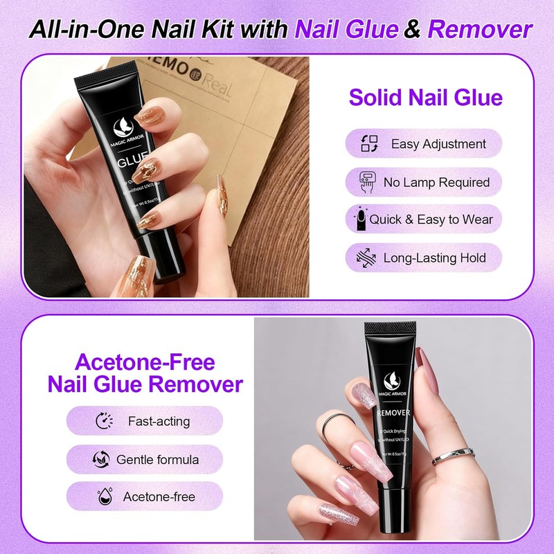 MAGIC ARMOR Pressure-resistant nails and 15g remover with cuticle pusher