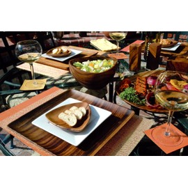 Pacific Merchants Trading Acaciaware 10-by 6-by 2-Inch Acacia Rectangle Serving/Salad Bowl, Wood brown (K0426)