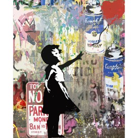 Tucocoo Banksy Street Art Oil Painting by Numbers Kits 40 x 50 cm Banksy Canvas DIY Oil Painting for Children Students Adults Beginners with Brushes and Acrylic Pigment (without Frame)