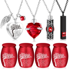 Shimeyao 8 Pieces Cremation Urn Set for Ashes Sharing Urns for Human Adult Female Male Mini Keepsake Waterproof Memorial Ashes Holder(Red)