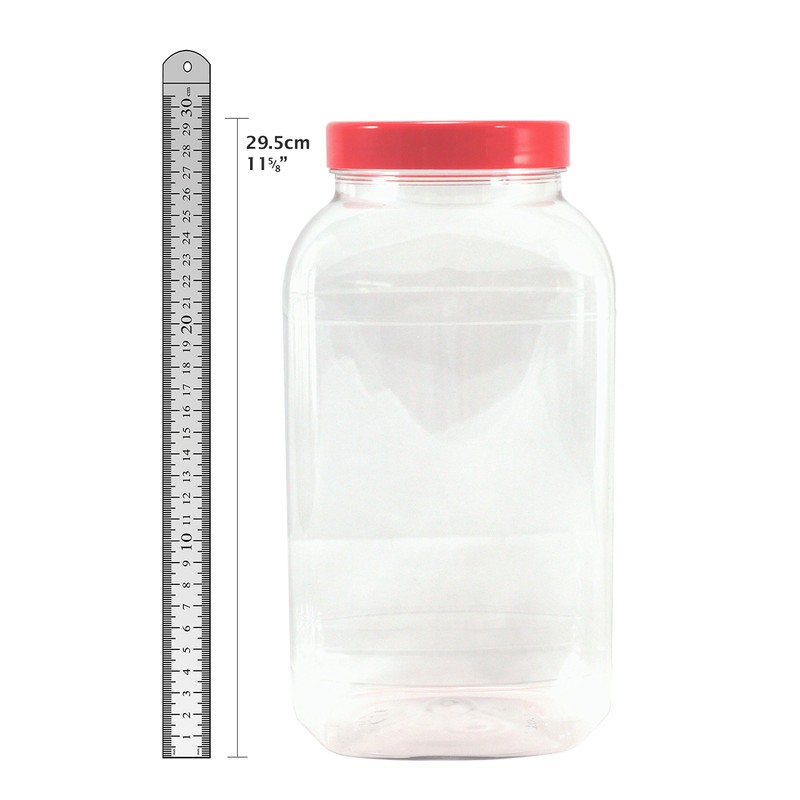 Britten & James Plastic Jars Large Square 4430ml Red Lids
