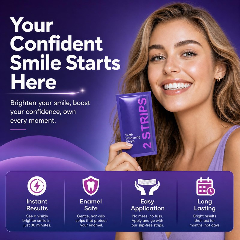 Teeth Whitening Strips for Sensitive Teeth, Professional Strength Whitener, Enamel