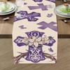 Uruney Christian Easter Cross Chinoiserie Table Runner, Religious Purple Kitchen