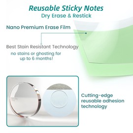 Dry Erase Sticky Notes - 16 Pcs, 8 Vibrant Colors, 3"x3" Whiteboard Stickers for Labels, Lists, Notes, Reminders - Restickable and Washable