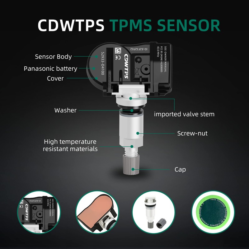CDWTPS Tire Pressure Sensor,52933-D4100 433MHz Tire Pressure Monitoring System Sensor(TPMS)