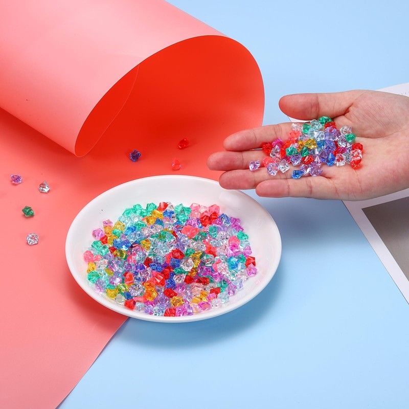 MECCANIXITY 2500pcs Fake Ice Rocks Acrylic Peach Crystals Gems Stones