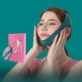 Double Chin Reducer Double Chin Strap Face Slimming Strap Chin Strap Advanced V-Line Facial Slimming Strap for Women and Men Tightening Skin,Green