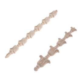 4Pcs Vertical Carved Wooden Corner Applique Onlay with 5 Same Carved Flowers Modern Unpainted Long Piece -D-17x3.5cm/6.69"x1.38"