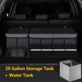 JHdril Trunk Organizer With Built-In Insulated Leak Proof Cooler Bag, 110L Foldable Car Trunk Organizer with 5 Independent Spaces, Trunk Organizer for Suv Car Truck