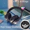 FLOKYU Wireless Kids Headphones with LED Light up Cat Ear,