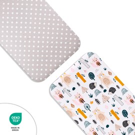 Lovely Hippo 2 x Fitted Sheets 50 x 83 cm, 100% Cotton, Compatible Fitted Sheets 50 x 83 cm, Set 2 x (Forest Animals, 50 x 83 cm)