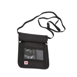 Kisangel Travel Neck Holder Bag Multifunctional Wallet for Certificates Tickets and Money Lightweight Black Travel Accessory for Airports and Festivals