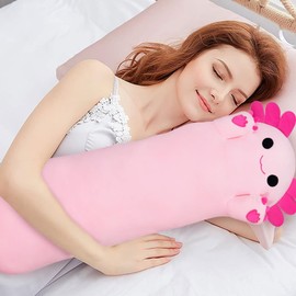 Chubbyjoy Long Axolotl Plush Toy Body Pillow, 43” Cute Axolotl Stuffed Animals Soft Kawaii Plushies, Axolotl Plush Doll Gift for Girls Boys, Pink