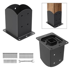 Post Base 2 Pcs, 4"x 4" (Inner Size 3.6"x3.6") Wood Fence Post Anchor Base,Heavy Duty Powder-Coated Steel Pergola Brackets,Post Support Bracket Fit for Outdoor Pavilion Deck Railing Pergola Mailbox