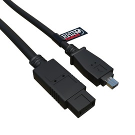 rhinocables - Firewire Cable | 9 Pin to 4 Pin IEEE 1394 | Fast Data Transfer | Audio & Video Connectivity for PC & Camera | Versatile Length Options, Black, 2m