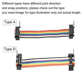 sourcing map IDC Rainbow Wire Ribbon Cable 16P A-Type FC/FC Connection 2.54 mm Pitch 1 m