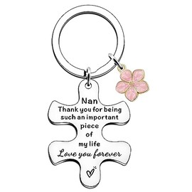 SDOFY Nan Gifts Nan Keyring Birthday Gifts from Grandchildren Mothers Day Christmas Keychain Present for Nan Never Forget That I Love You Forever, Silver, One Size