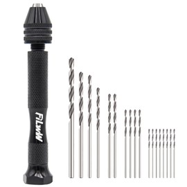 FiLwW Pin Vise Hand Drill, 18 Pieces Hand Drill Bits Set, Manual Craft Drill Sharp HSS Micro Mini Twist Drill Bits Set, Small Rotary Tools for Wood, Plastic, Miniature