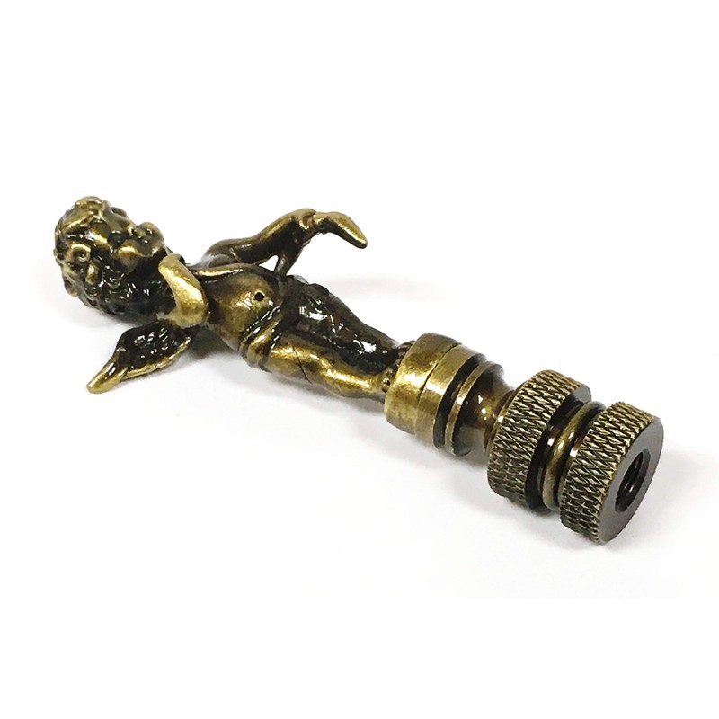 Lamp Finial-Cherub-Antique Brass Finish, Highly Detailed Metal Casting