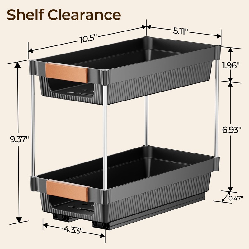 Delamu 2 Pack Pull Out Spice Rack Organizer for Cabinet,