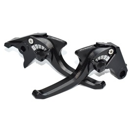 MTCRIGHTER 2 Fingers Short Brake Clutch Lever Set Compatible with Honda GROM/ MSX125/ Monkey 125, CNC Aluminum Alloy Made (Black)