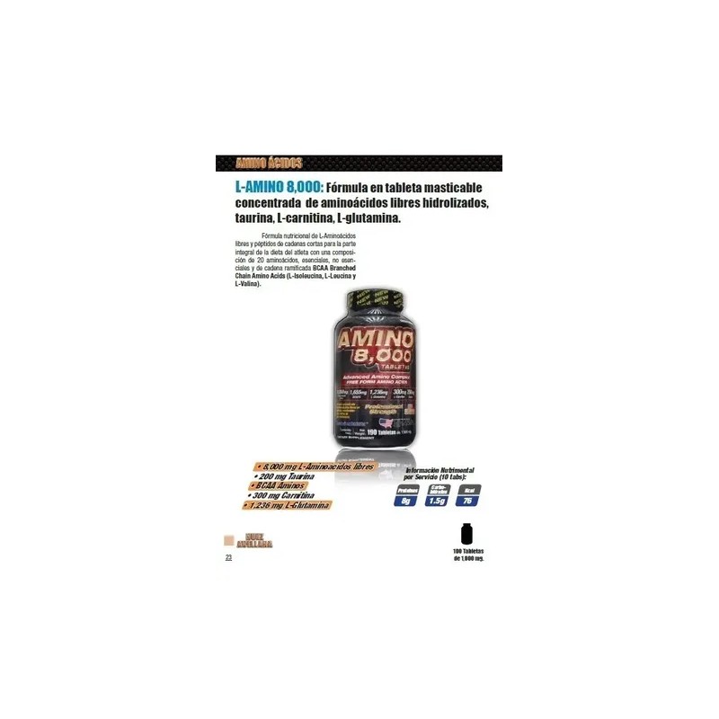 L-amino 8,000 Tabletas Masticables Aminoácidos Carnitina Gca