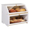 HOMEKOKO Double Layer Large Bread Box for Kitchen Counter, Wooden