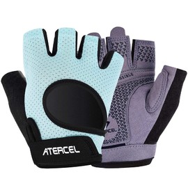 ATERCEL - Guantes de levantamiento de pesas, protección completa de la palma, guantes de entrenamiento para gimnasio, ciclismo, ejercicio, transpirables, súper ligeros para hombres y mujeres (agua, L)