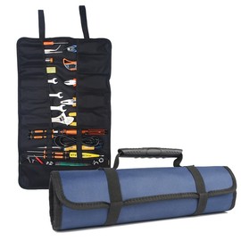TopHomer Tool Bag Roll Bag Small Tool Roll with 22 Pockets and Carry Handle Tool Bag Roll Bag 600D Oxford Tool Roll Bag Empty for Motorcycle Electricians Car Plumbers without Tools