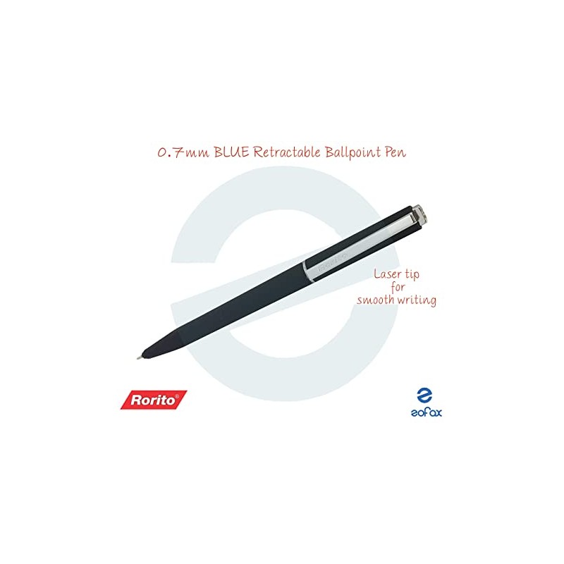 0.7mm RORITO Jottek Feathersoft BLUE Retractable Ballpoint Pen Black Soft