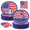 100Pcs 4th of July Oval Paper Plates and Napkins,10" x 12" Large Disposable Independence Day Plates for July Fourth Patriotic Party