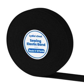 Lydia's Deal Bandas elásticas para coser de 1 pulgada x 12 yardas, correas elásticas de punto de alta elasticidad para peluca, color negro
