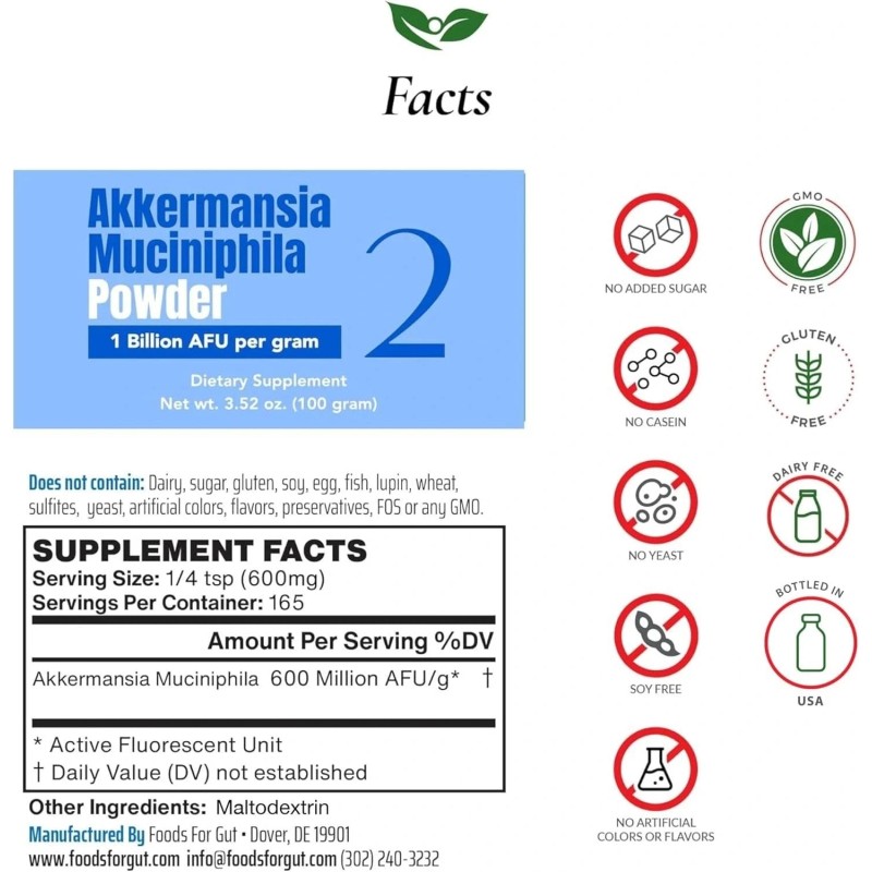 Foods For Gut Akkermansia Muciniphila Probiotic Powder 1B AFU |