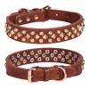 Pimaodog Spiked Studded Dog Collar, Adjustable Soft Leather Puppy Collar