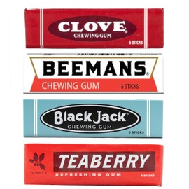 Generic Nostalgic Chewing Gum Black Jack, Beeman's, Clove and Teaberry Variety Pack 1 of Each Flavor
