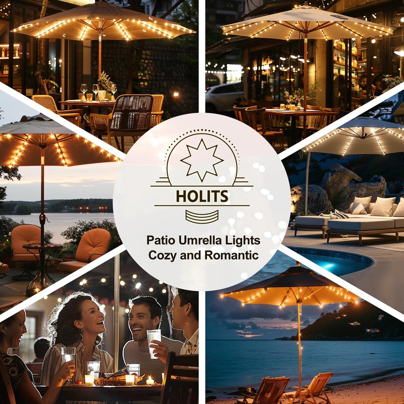 Patio Umbrella Lights Cordless 120 LED Table Umbrella Lights Solar