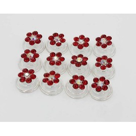 24PCS Rhinestone Flower Spiral Hair Pin Crystal Hair Twisters Coils Hair Clips Metal Spiral Twist Hairpins Hair Pins Wedding Bridal Hair Accessories (Red)