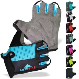 LuxoBike Cycling Gloves Bicycle Gloves Bicycling Gloves Mountain Bike Gloves – Anti Slip Shock Absorbing Padded Breathable Half Finger Short Sports Gloves Accessories for Men/Women