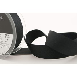 Berisfords 41025 20 m x 25 mm Polyester Grosgrain Ribbon, Black