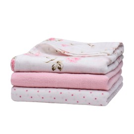 3 Pack Cotton Muslin Swaddle Blankets for Baby, 40" x 36", Lightweight, Breathable, Pink (Little Me Vintage Rose)