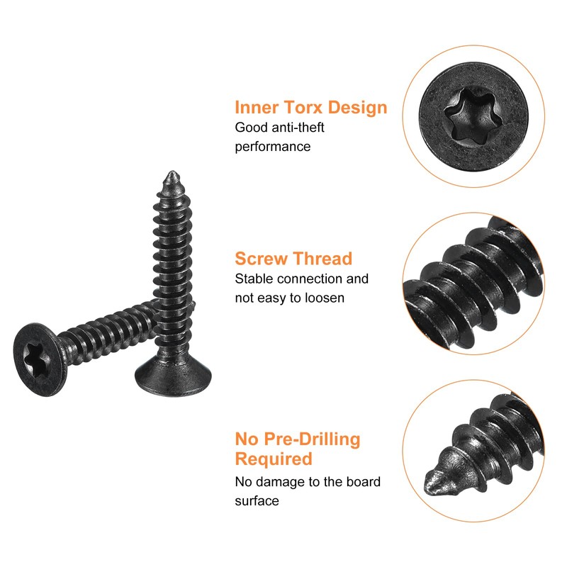 sourcing map #8 x 1-inch Flat Head Torx/Star Wood Screws,